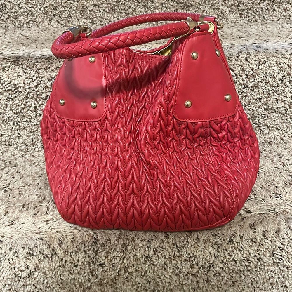 Big Buddah red with gold handbag! EUC